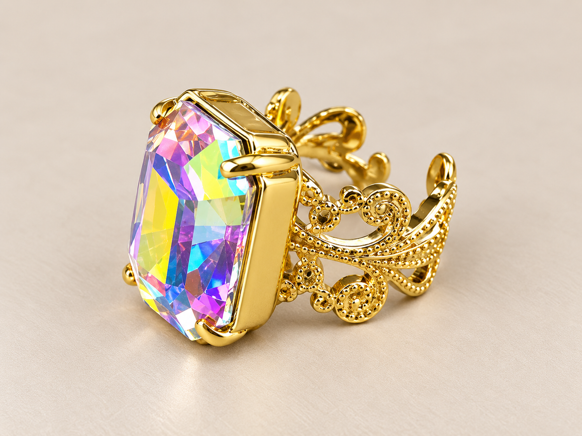 Sorrelli Brynn Cocktail Ring - Crystal Aurora Borealis