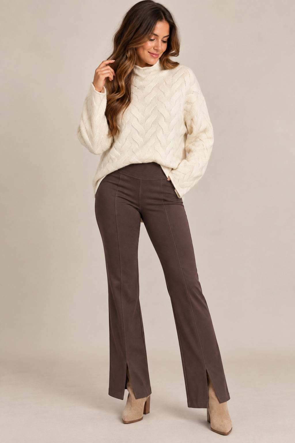 Tyler Boe Ivory Gracie Cashmere Basketweave Sweater