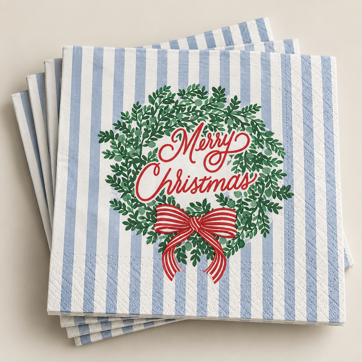 Wreath & Ribbon Cocktail Napkins