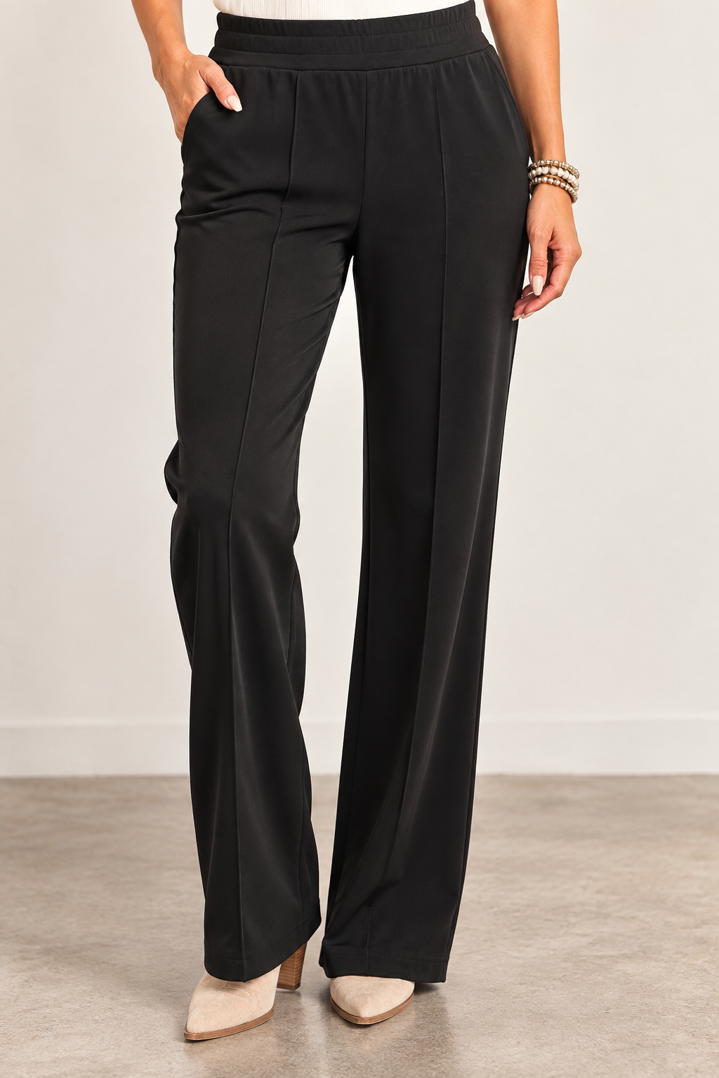 Black Birte Modal Flare Trouser