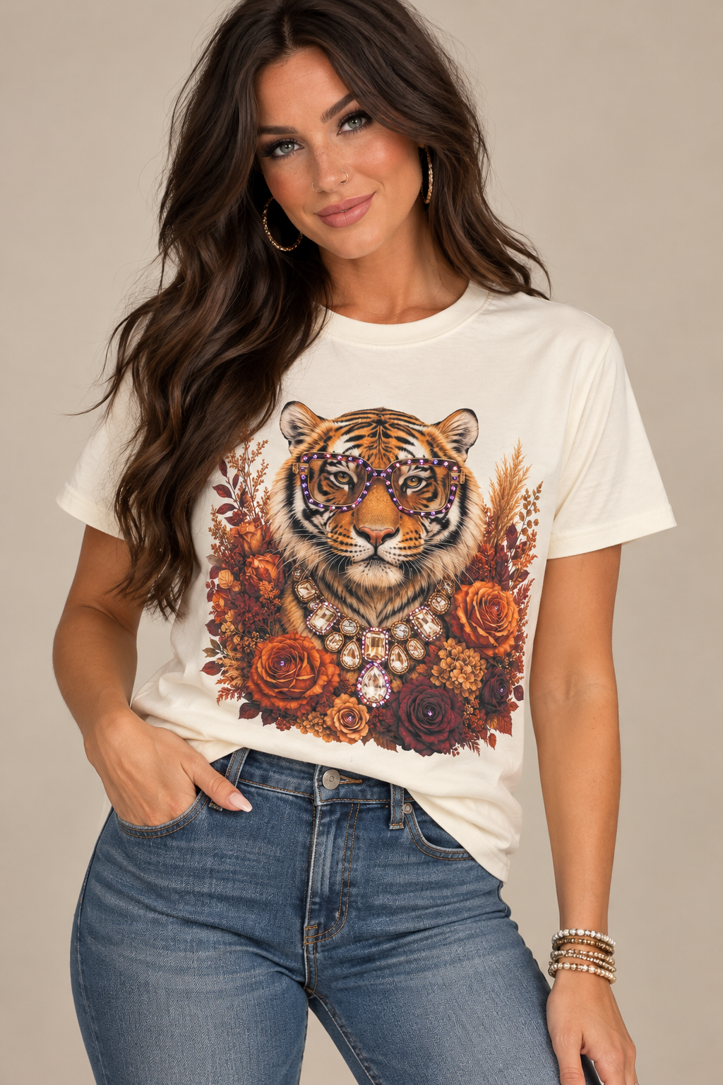 Wildly Glam Fall Tiger Bling Tee