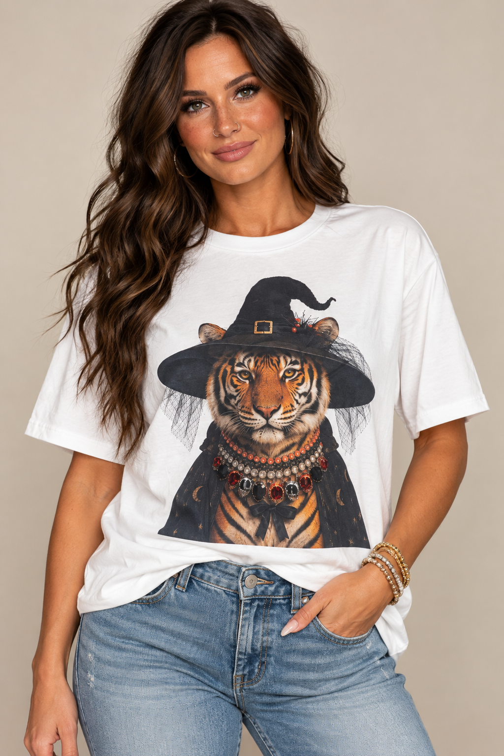 Jeweled Collar Tiger Witch T-shirt