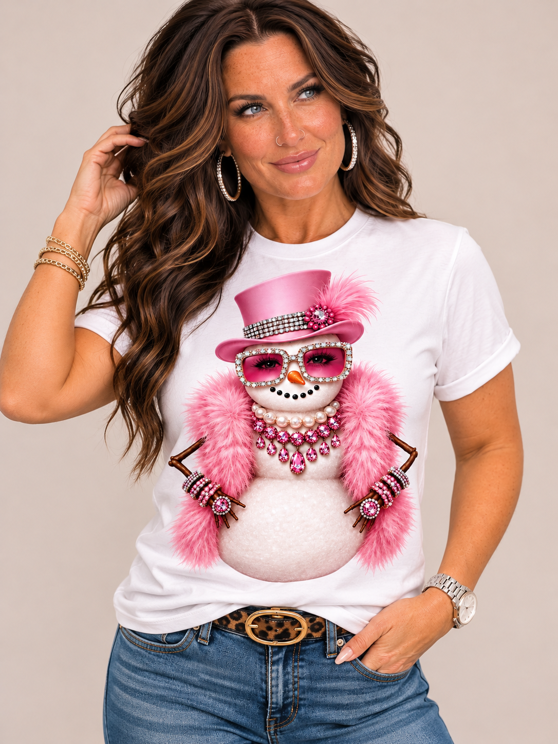 Pink Snow Gal Bling Tee