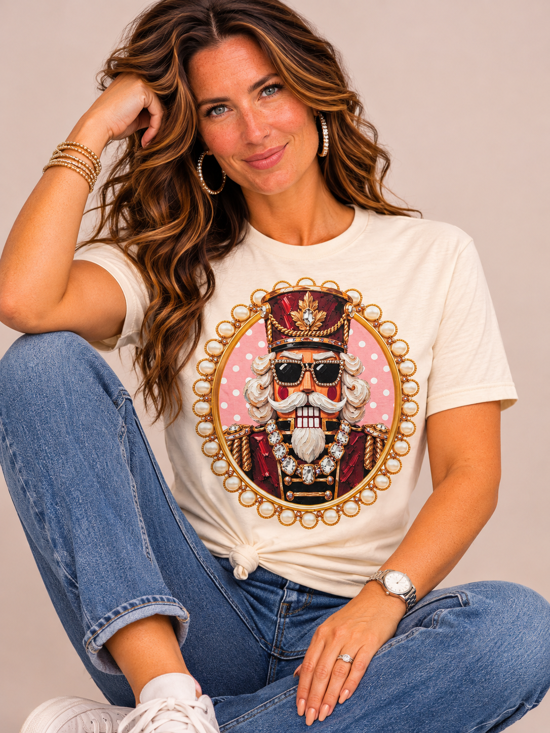 Pink Polka Dot Nutcracker Bling Tee