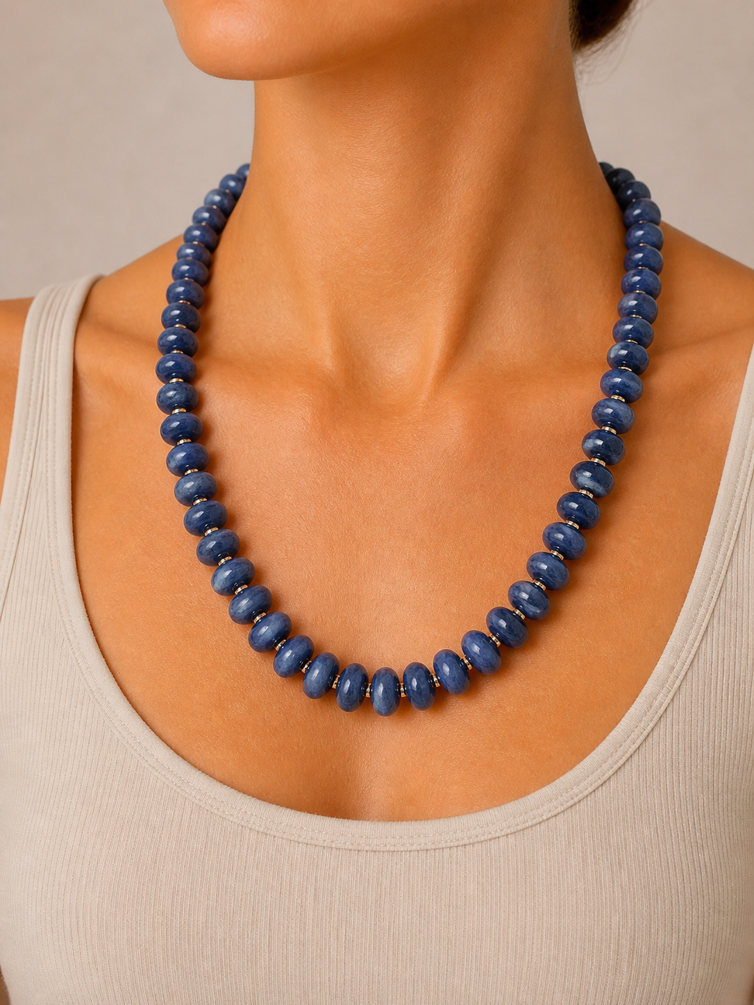 Navy Stone Beaded Necklace