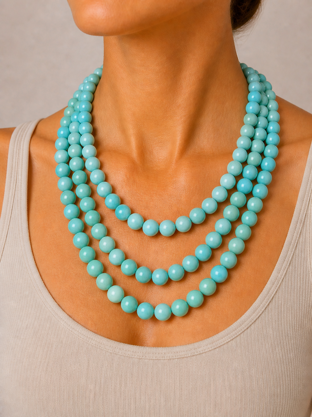 Turquoise Multi Strand Beaded Necklace