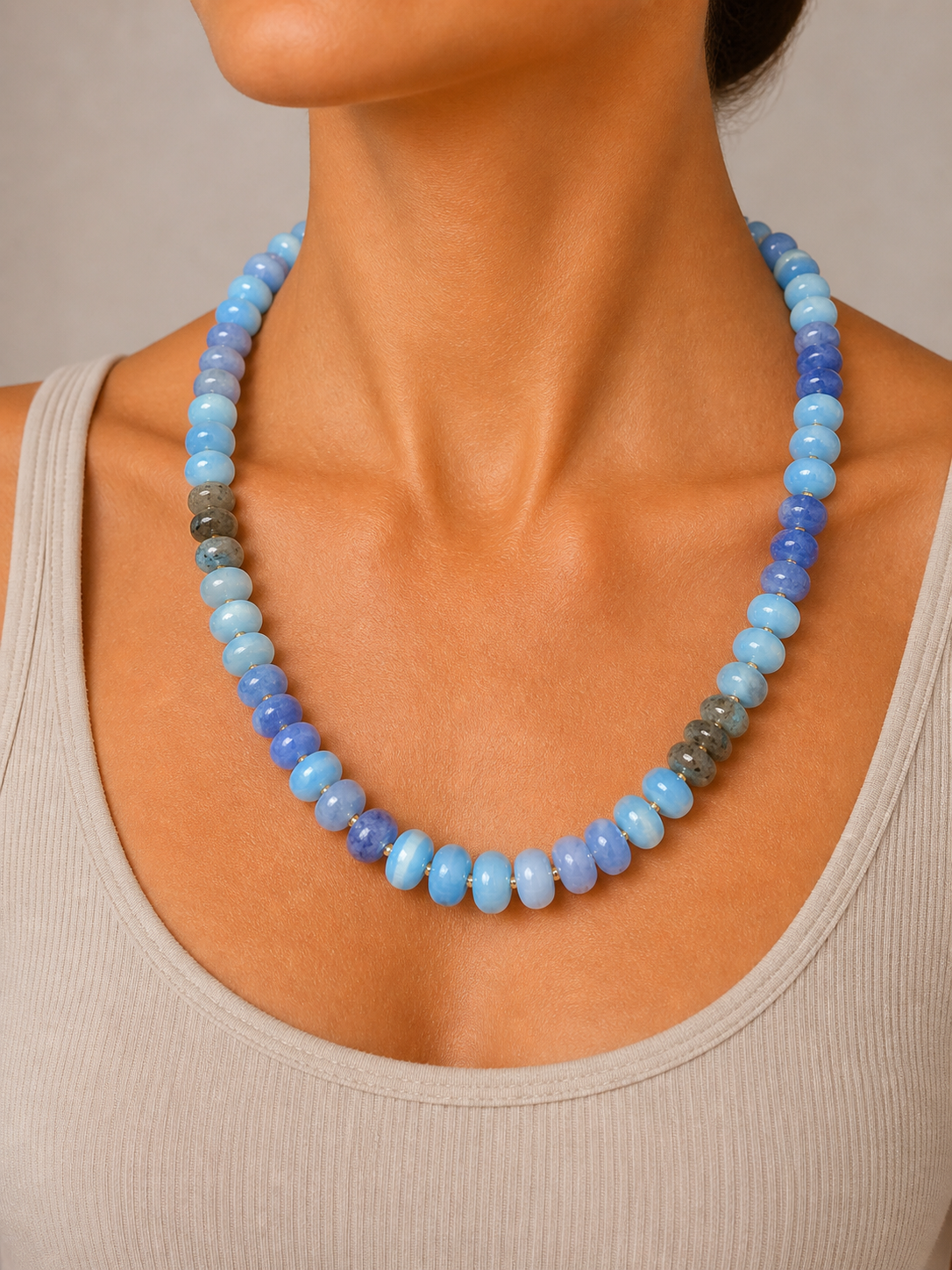 Blue Multi Beaded Necklace