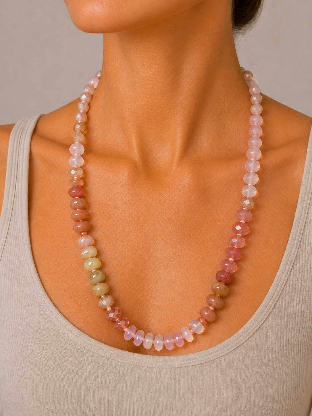 Pink Multi Stone Beaded Necklace