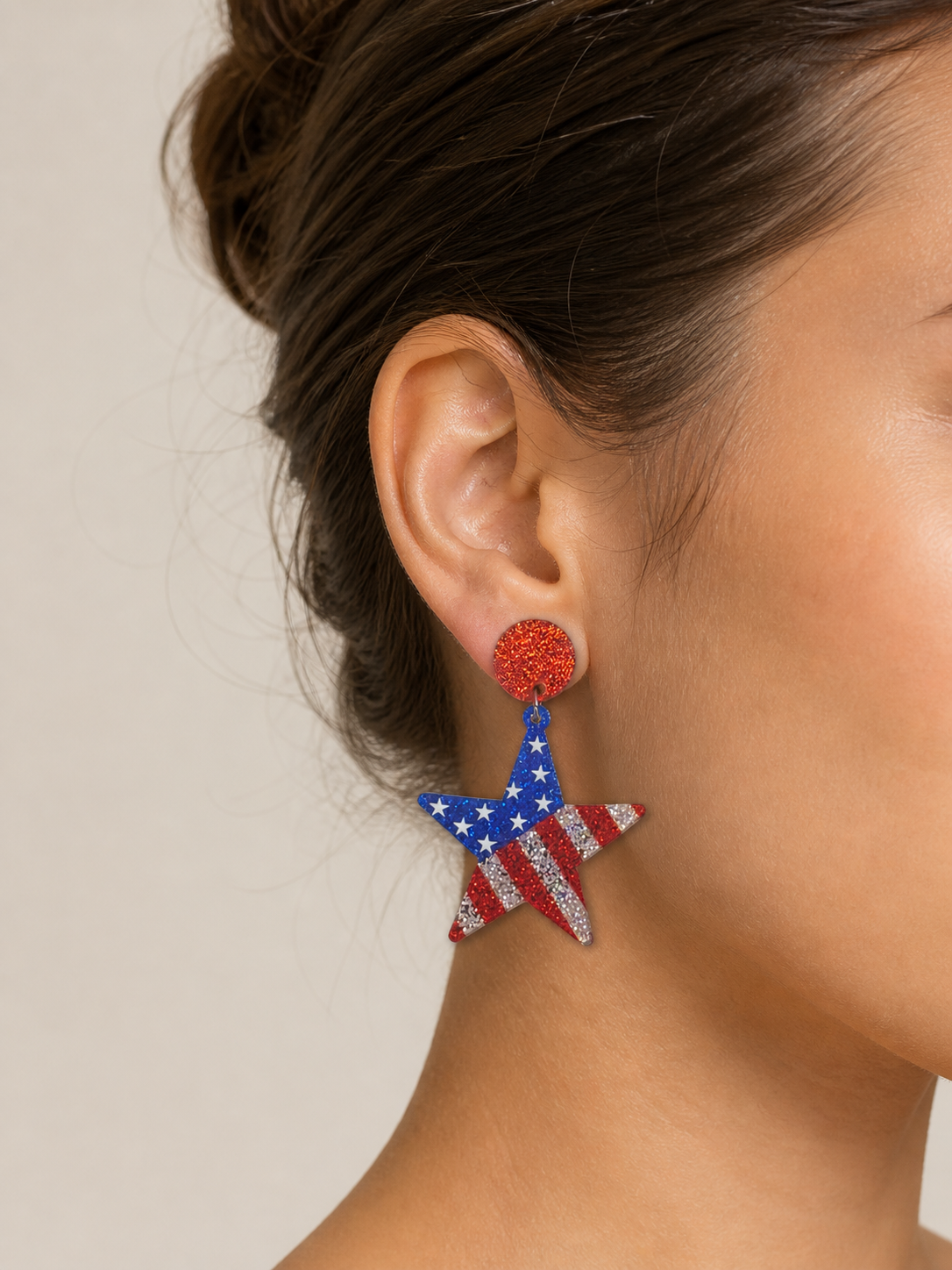 Patriotic Star Flag Earrings