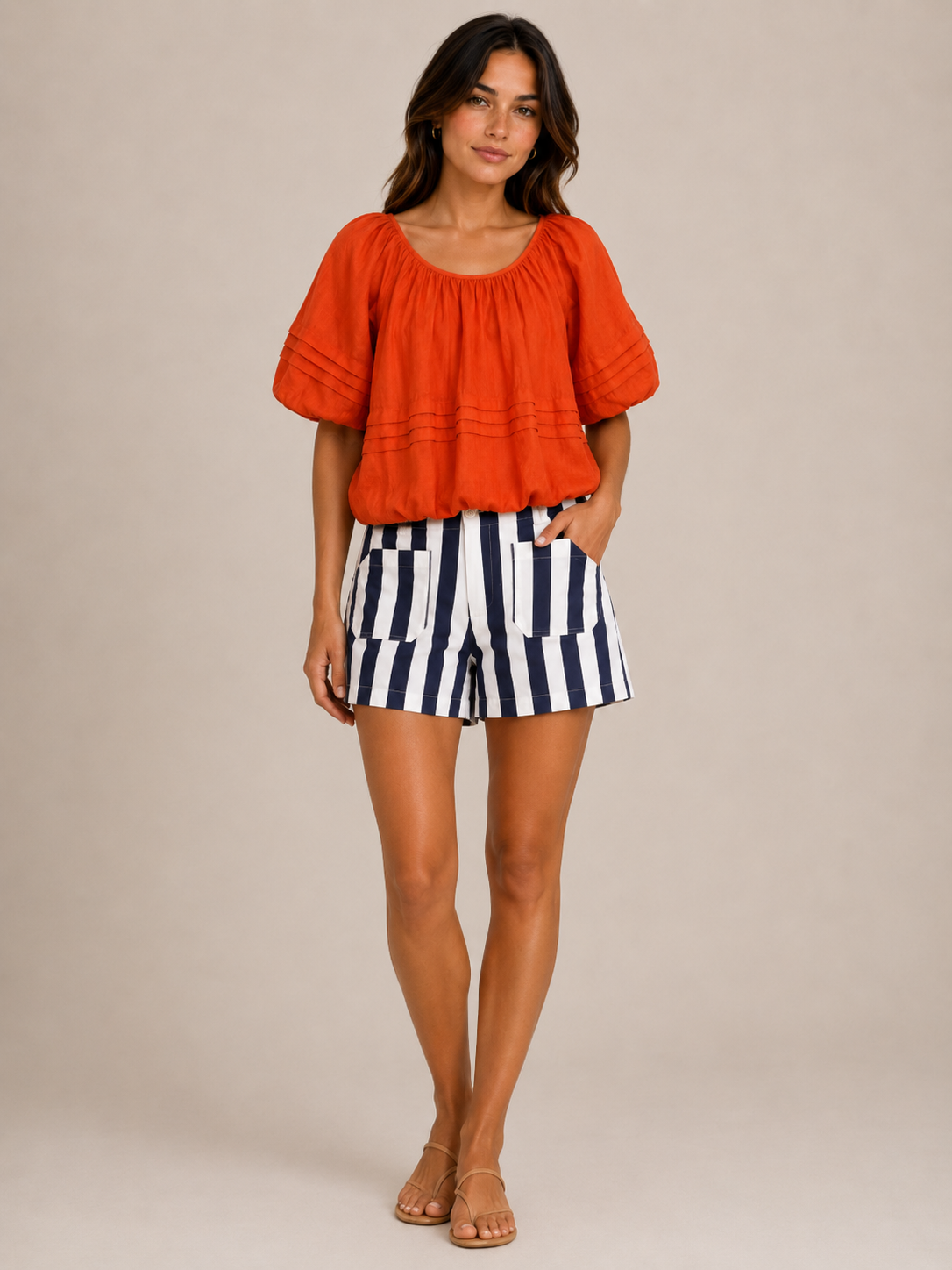 Pleated Peasant Top