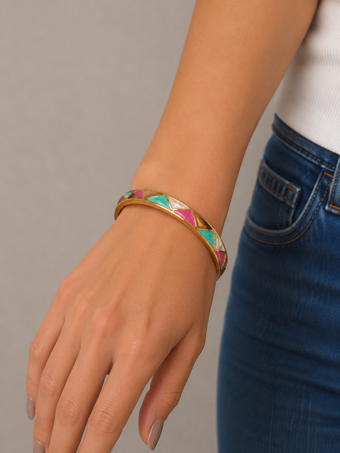 Gold Enamel Bangle Bracelets