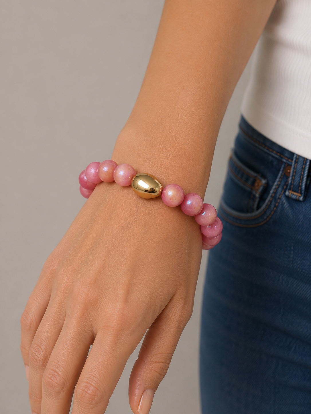 Resin & Gold Round Beaded Bracelet