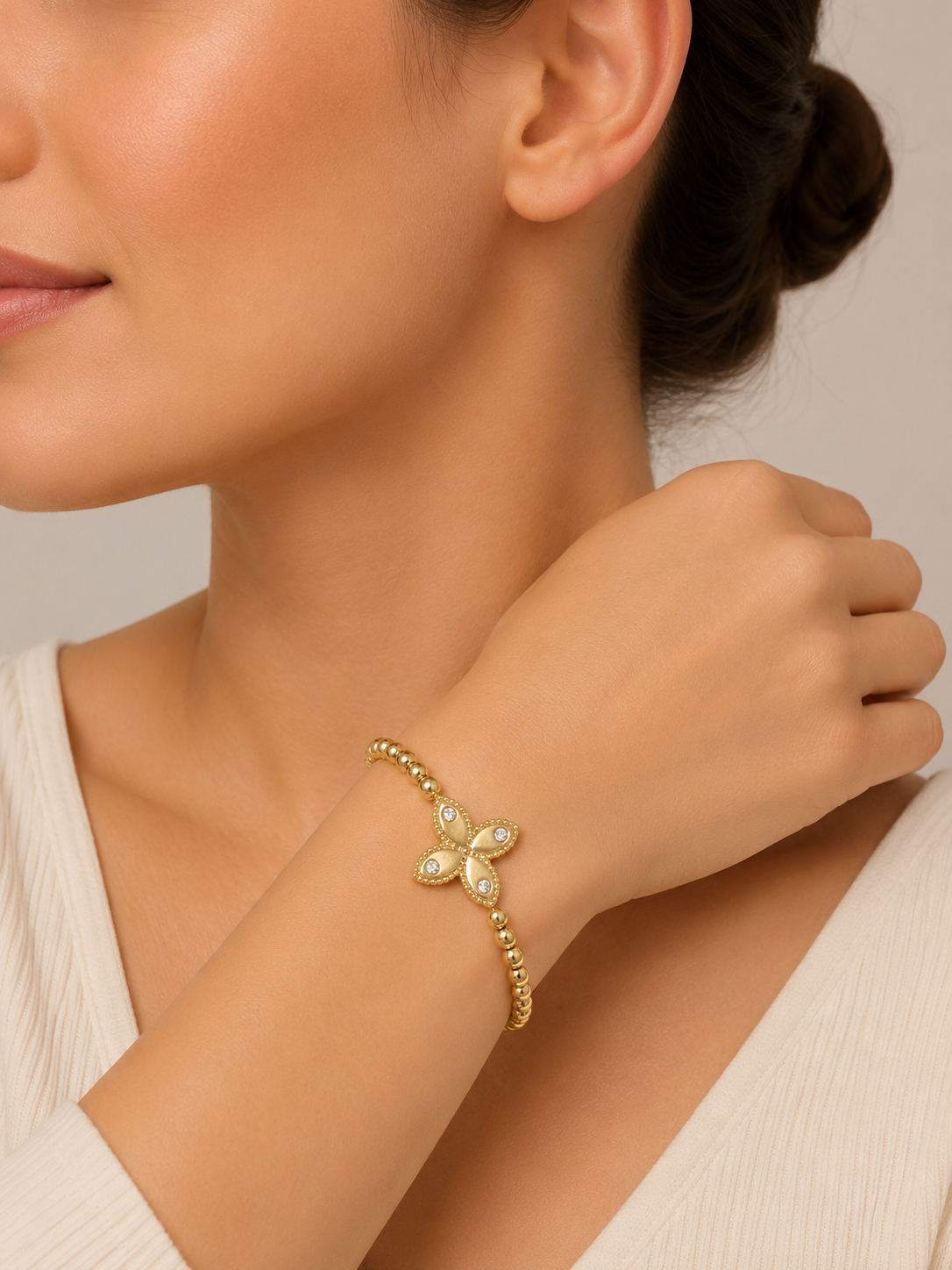 Pave Beaded Stretch Bracelet