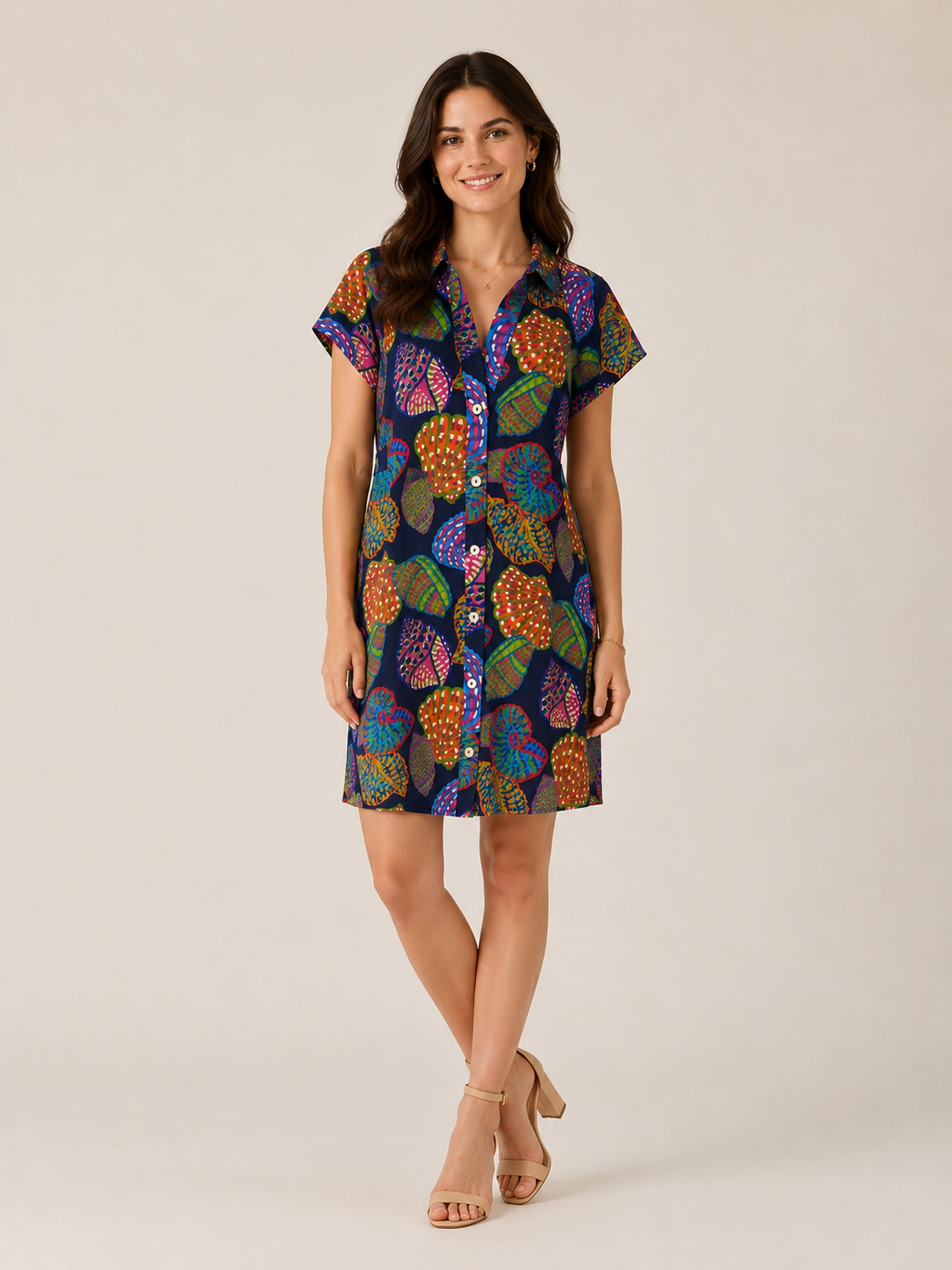 Multi Seashell Button Front Dress — Accents Boutique, Marble Falls TX