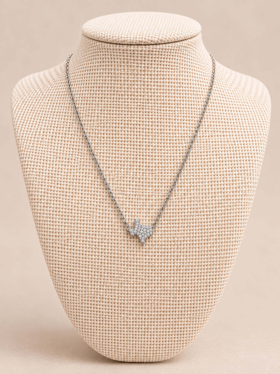 Sterling Silver Small Pave Texas Necklace