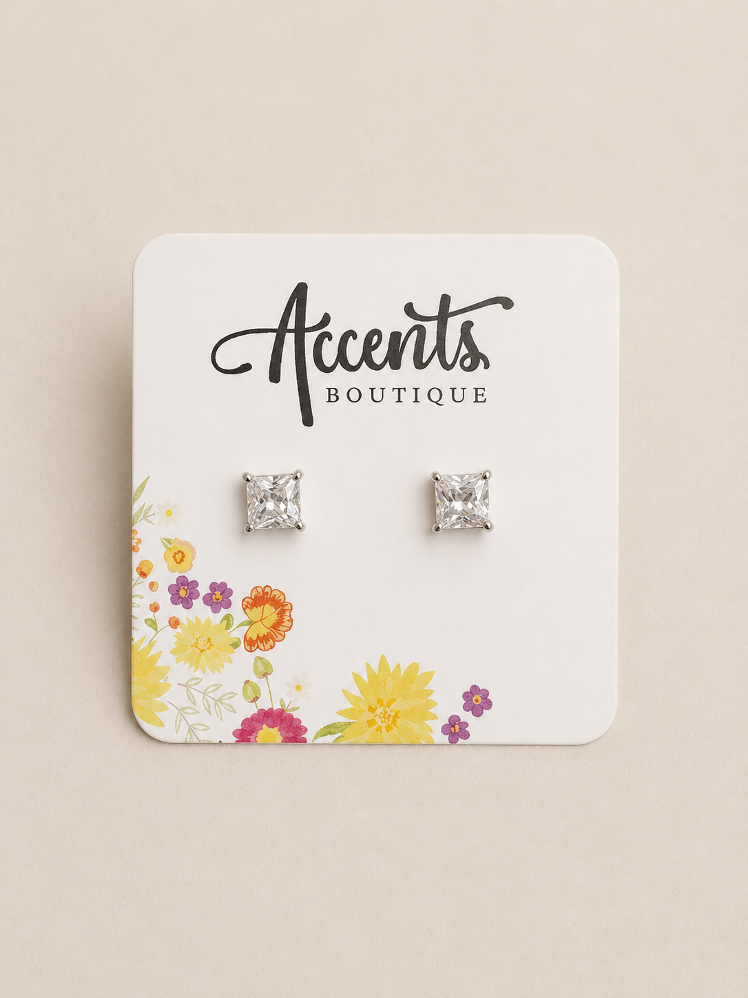 Sterling Silver CZ Stud Earrings