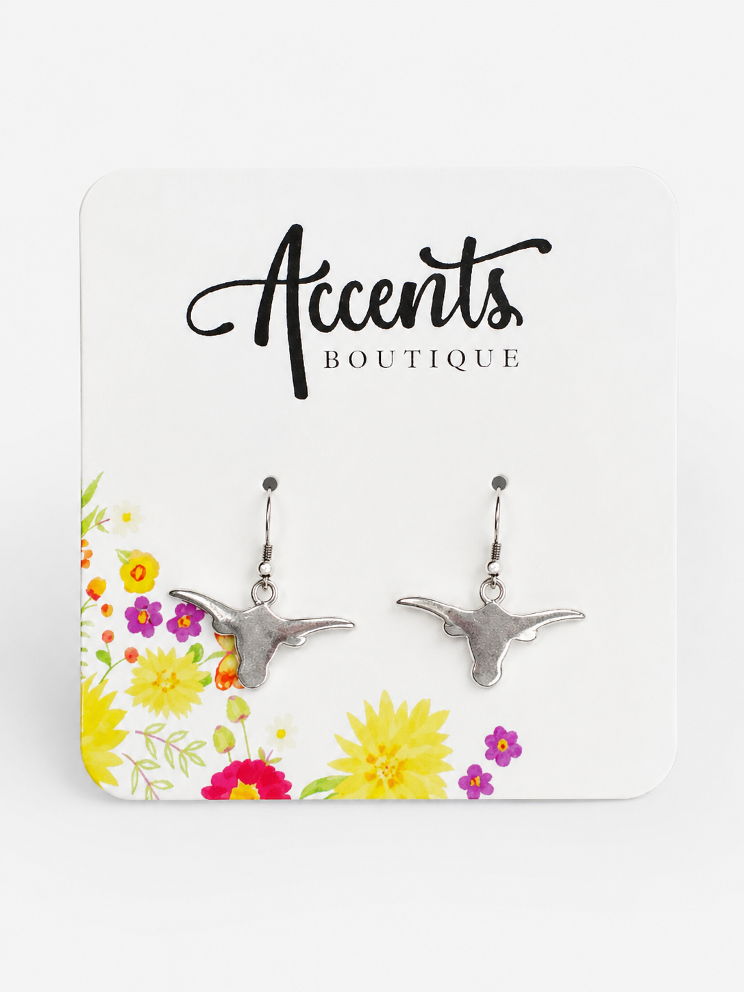 Sterling Silver Dangle Longhorn Earrings
