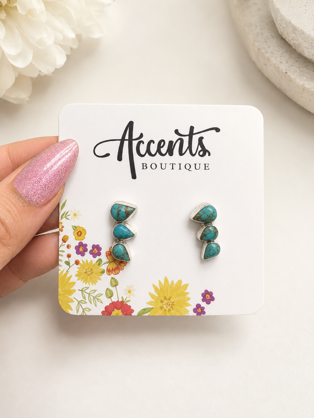 Sterling Silver Turquoise Ear Climber Earring