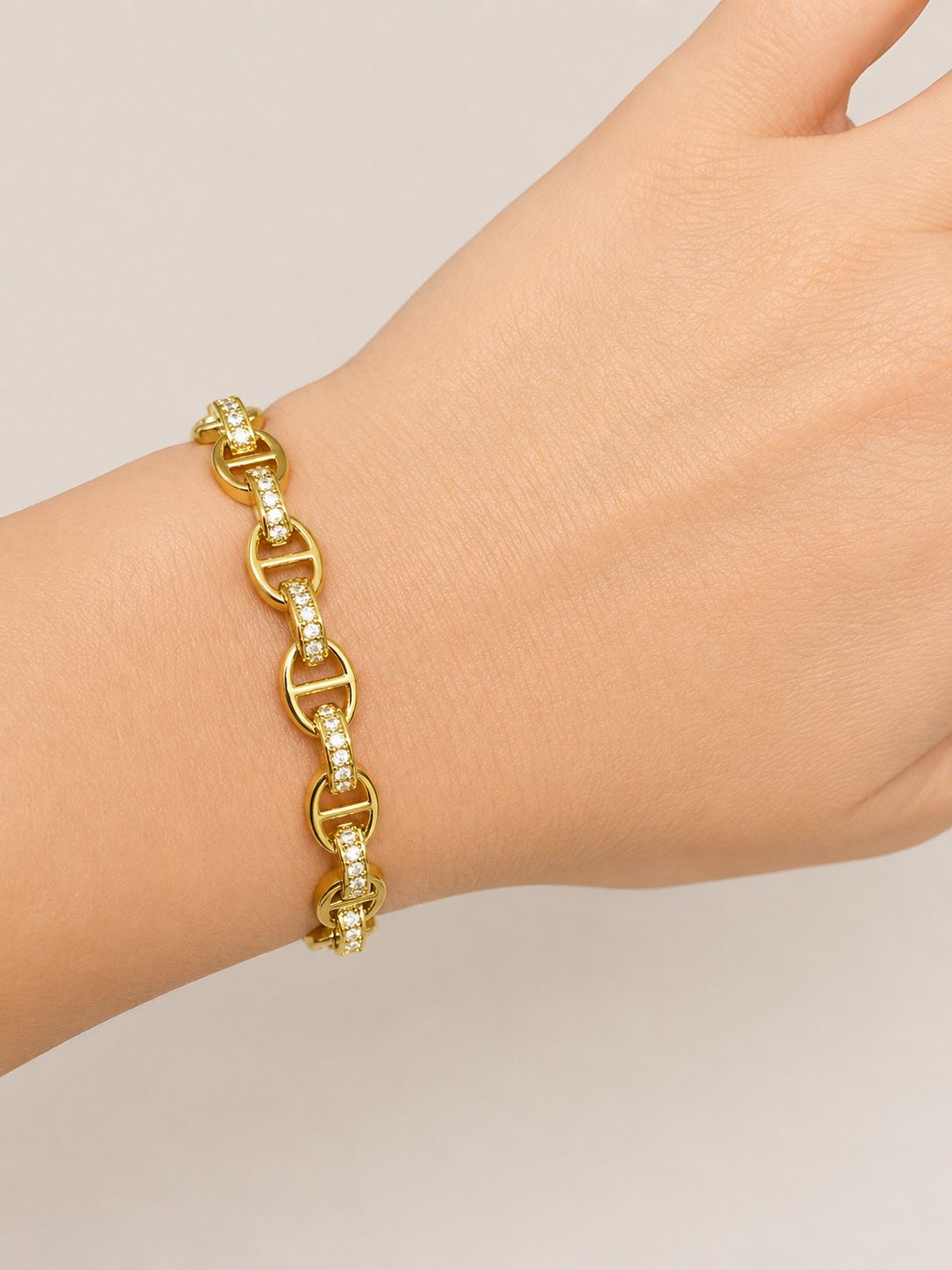 Gold CZ Link Bangle