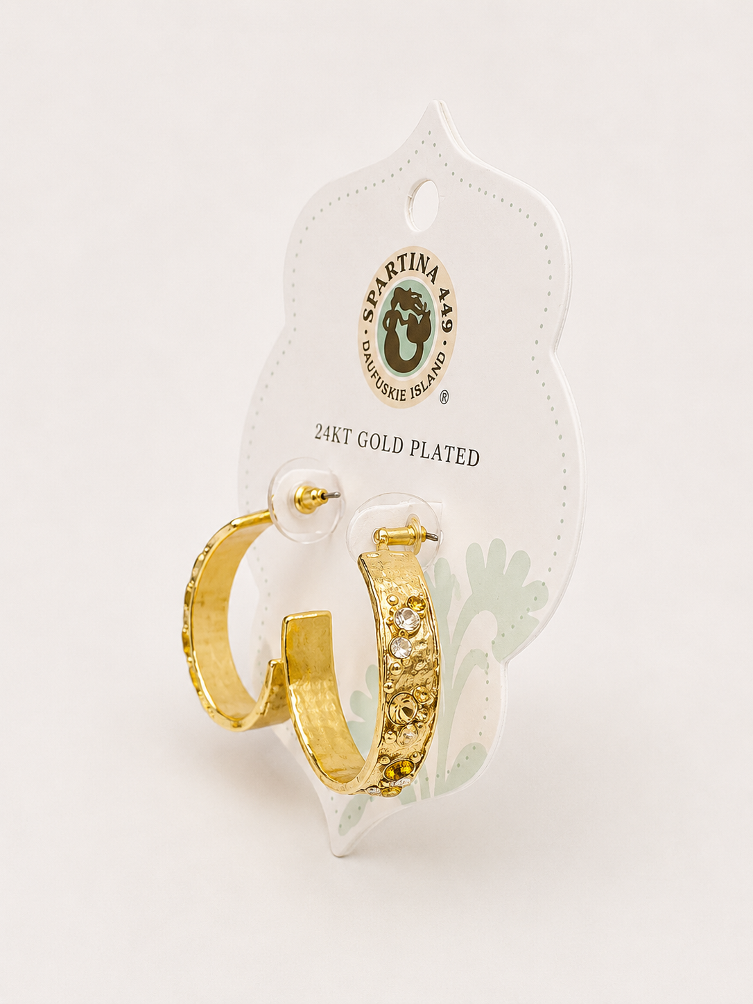 Spartina Pine Forest Gold Hoop Earrings