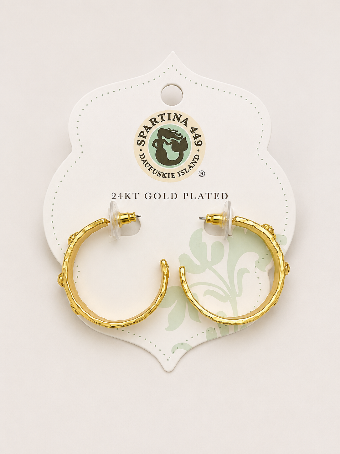 Spartina Pine Forest Gold Hoop Earrings