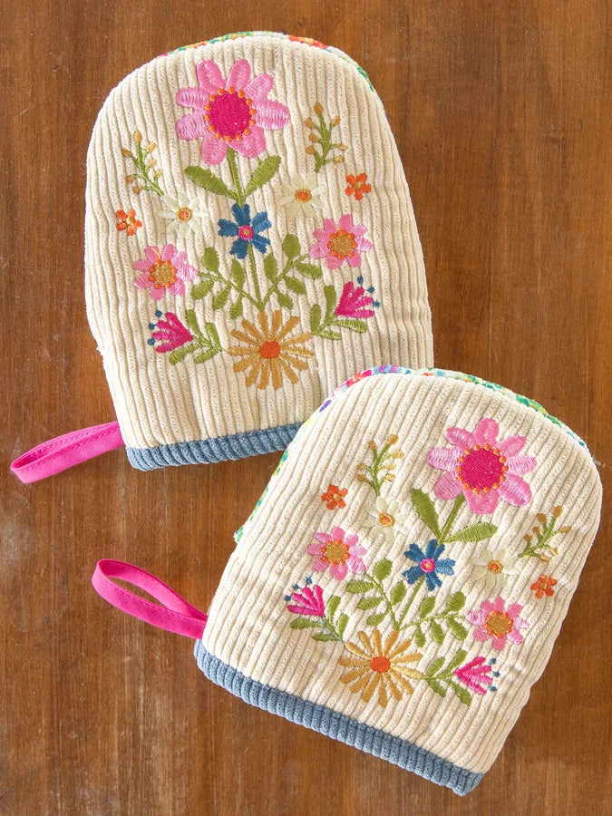 Natural Life Embroidered Mini Oven Mitts, Set of 2
