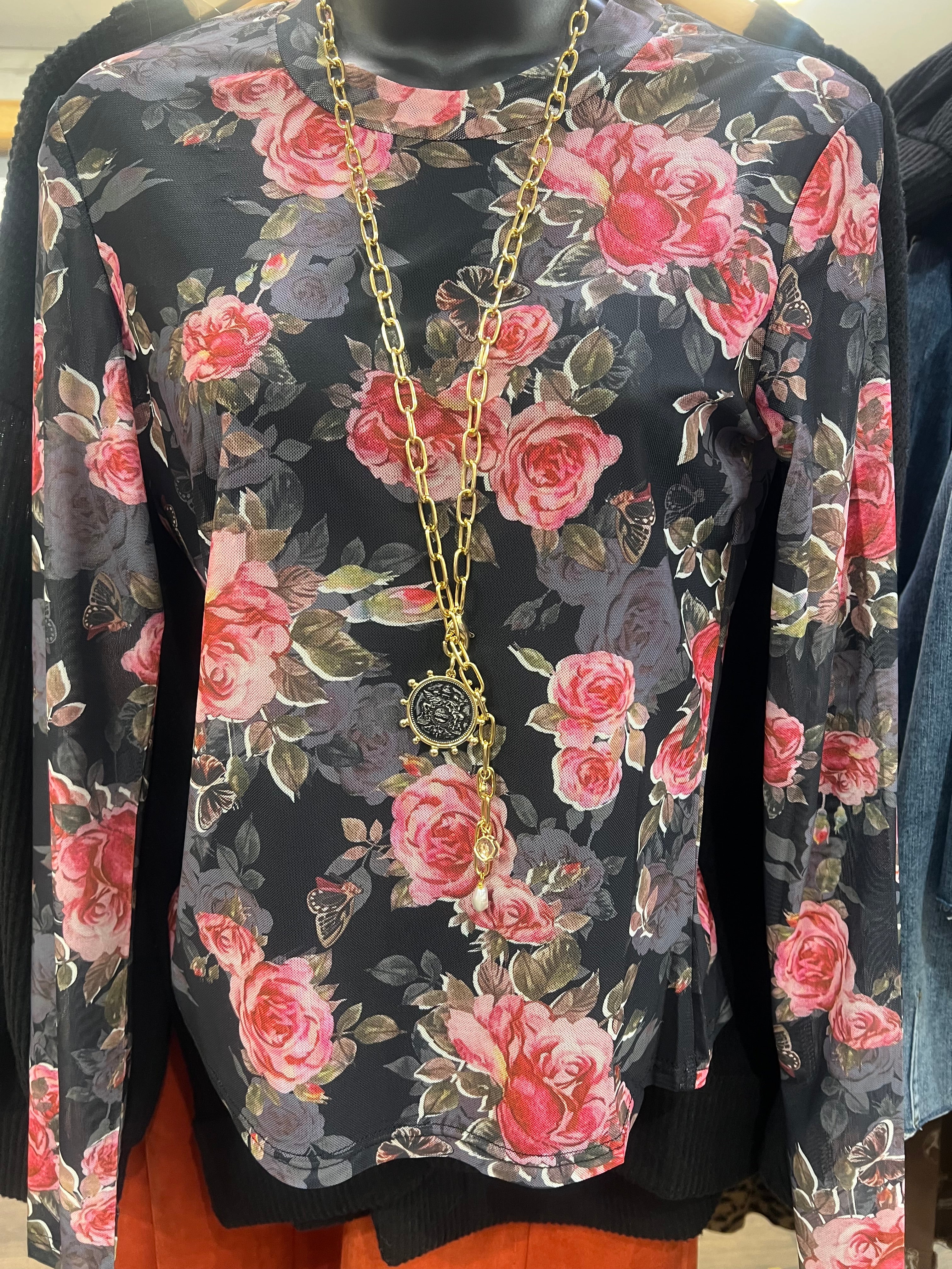 Pink Rose Mesh Top