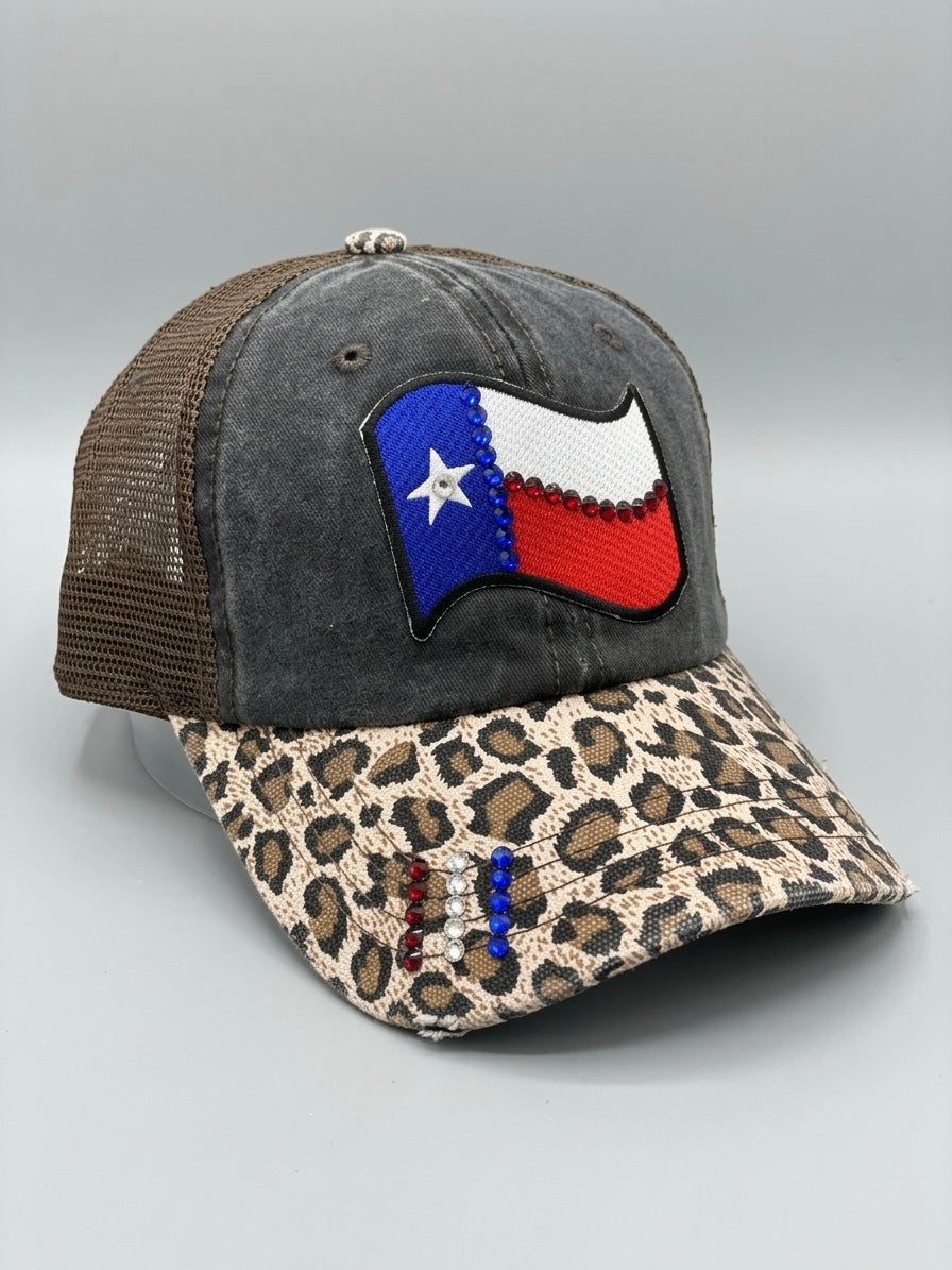 Wavy Texas Flag Bling Cap