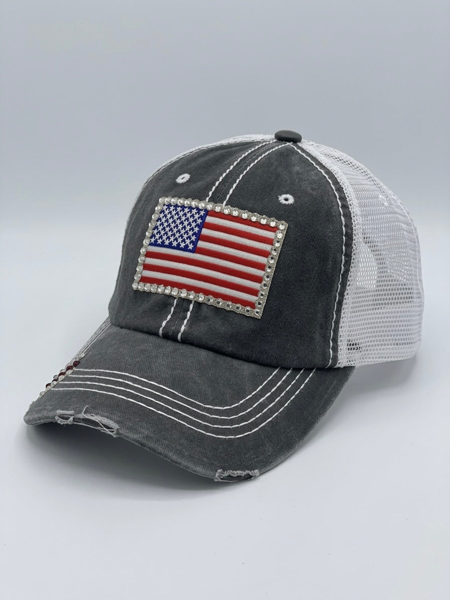 Patriotic Flag Bling Cap