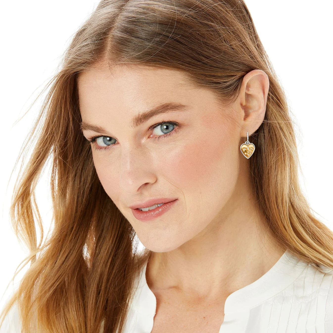 Brighton One Heart French Wire Two Tone-Crystal Earring