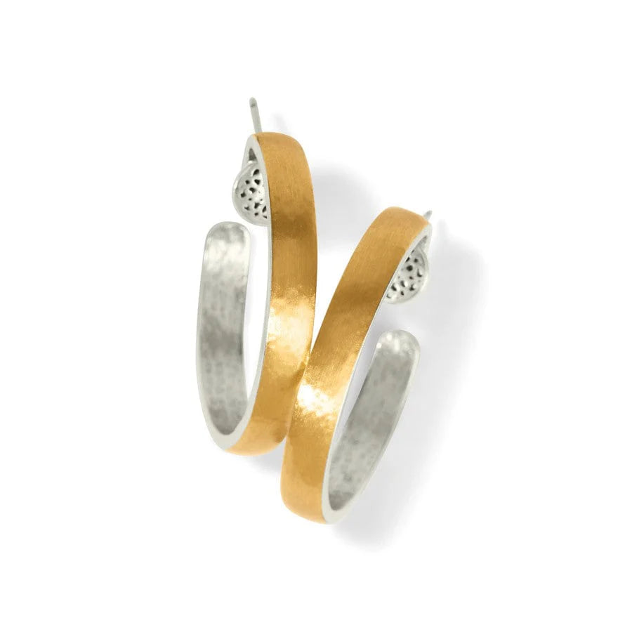 Brighton Ferrara Entrata Two Tone Silver Gold Hoop Earrings