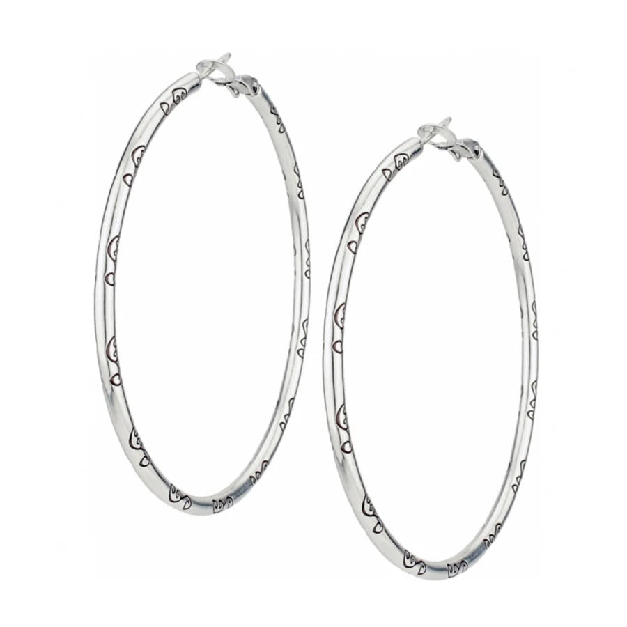 Brighton Grande Hoop Silver Charm Earrings