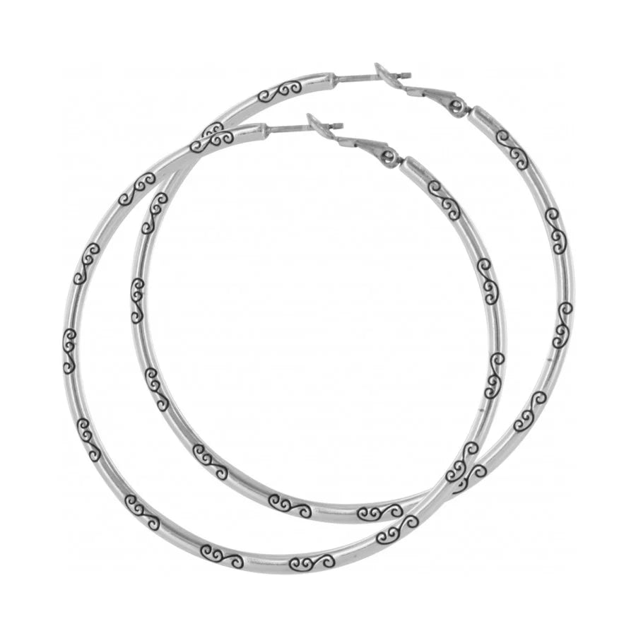 Brighton Grande Hoop Silver Charm Earrings
