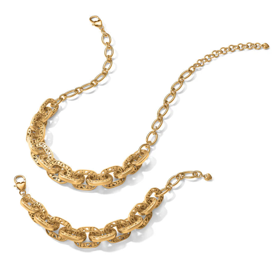 Brighton Contempo Gold Linx Chunky Link Adjustable Necklace Jewelry