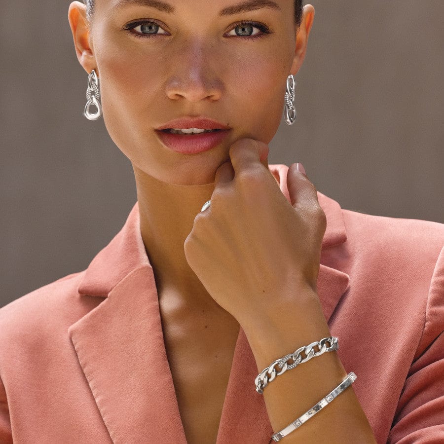 Brighton Cleo Pave Link Silver Post Drop