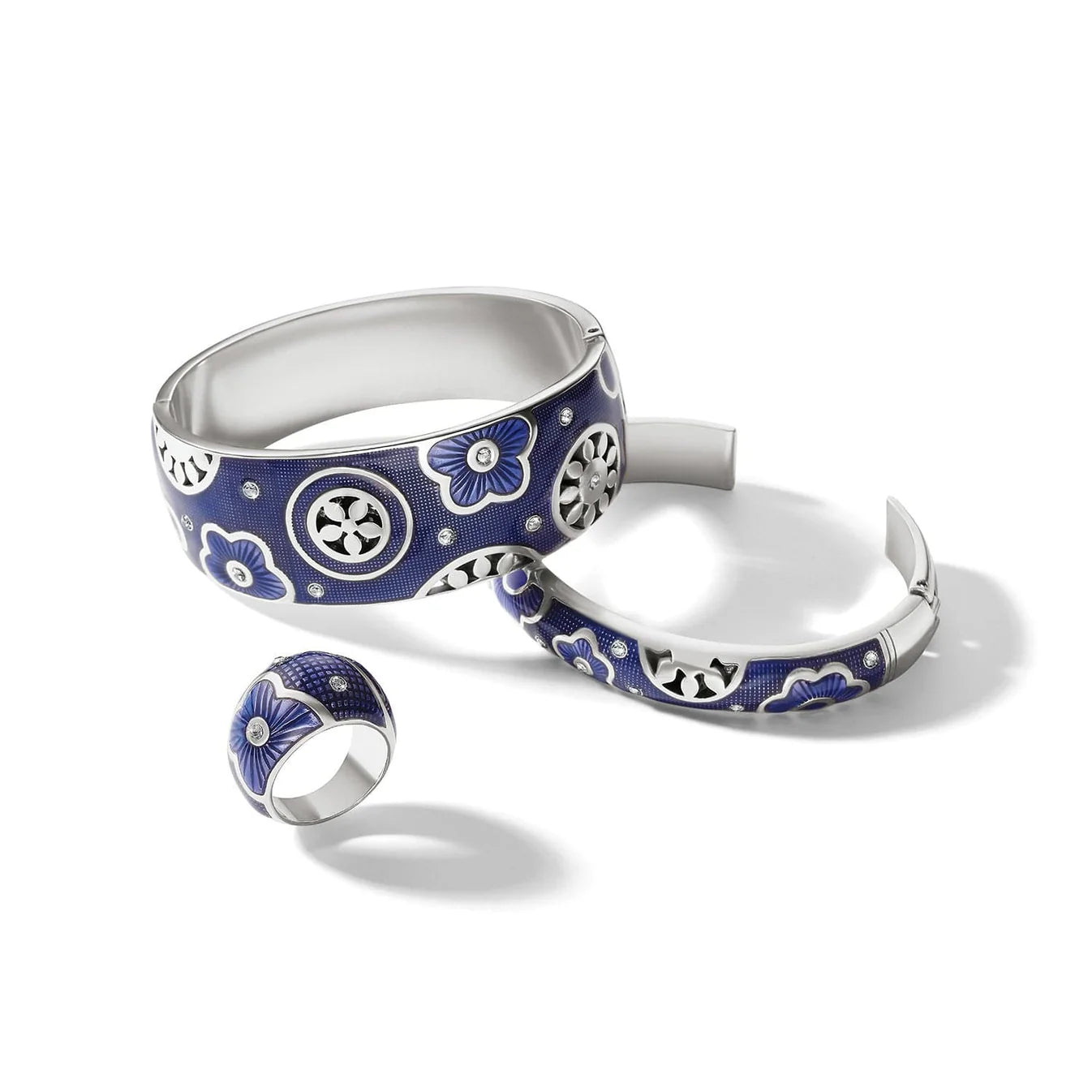 Brighton Flora Blue Wide Hinge Bangle