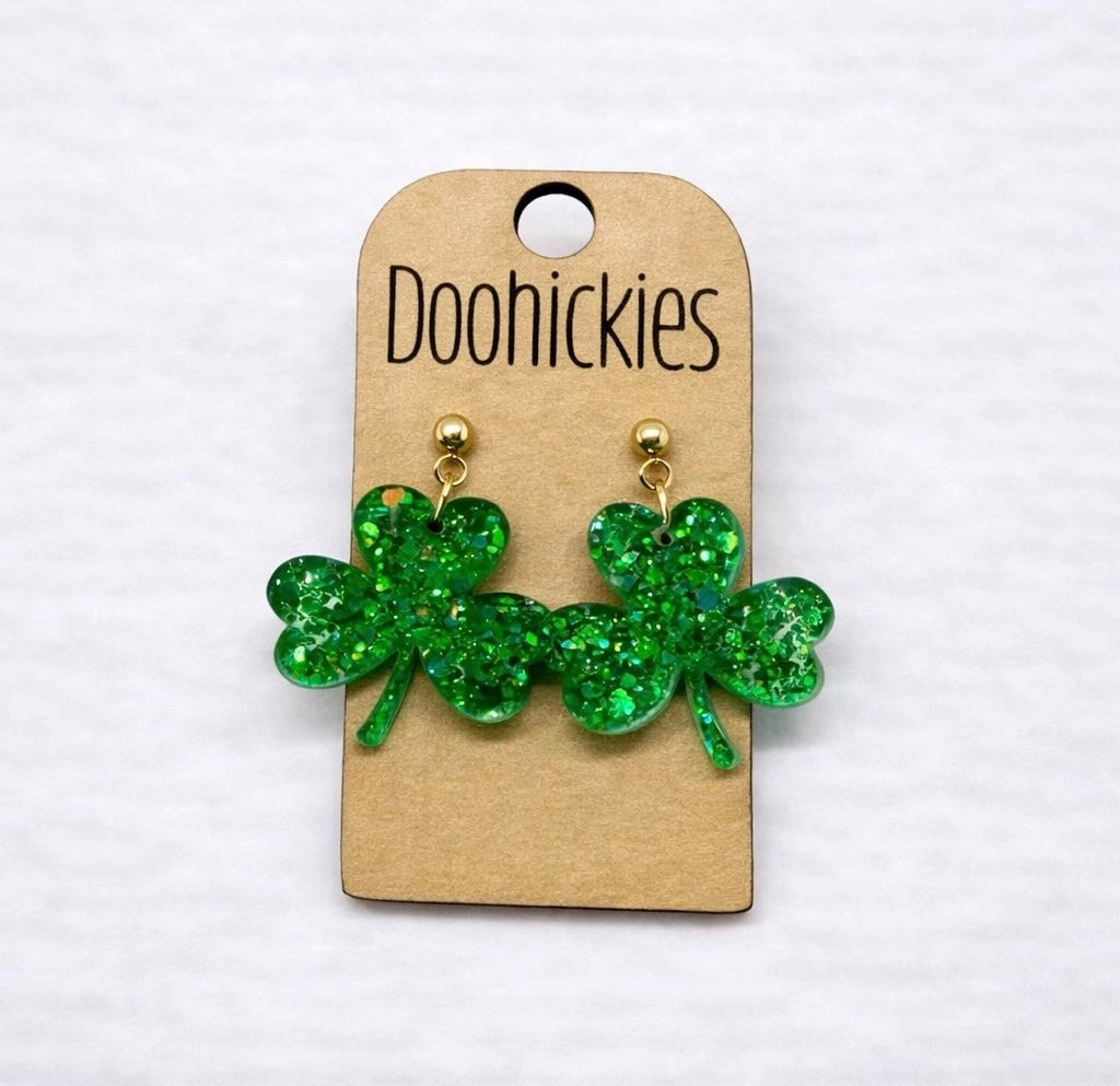 Glitter Clover Earrings