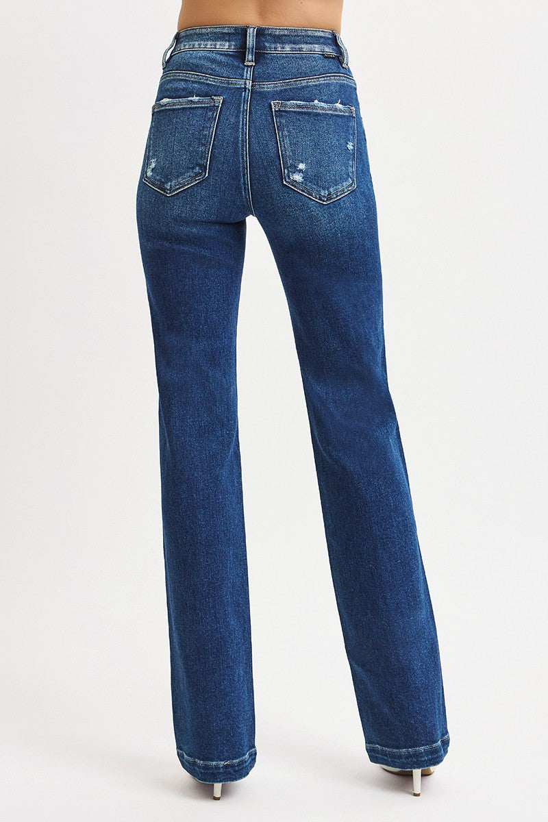 Risen Dark Wash TC High Rise Straight Jeans