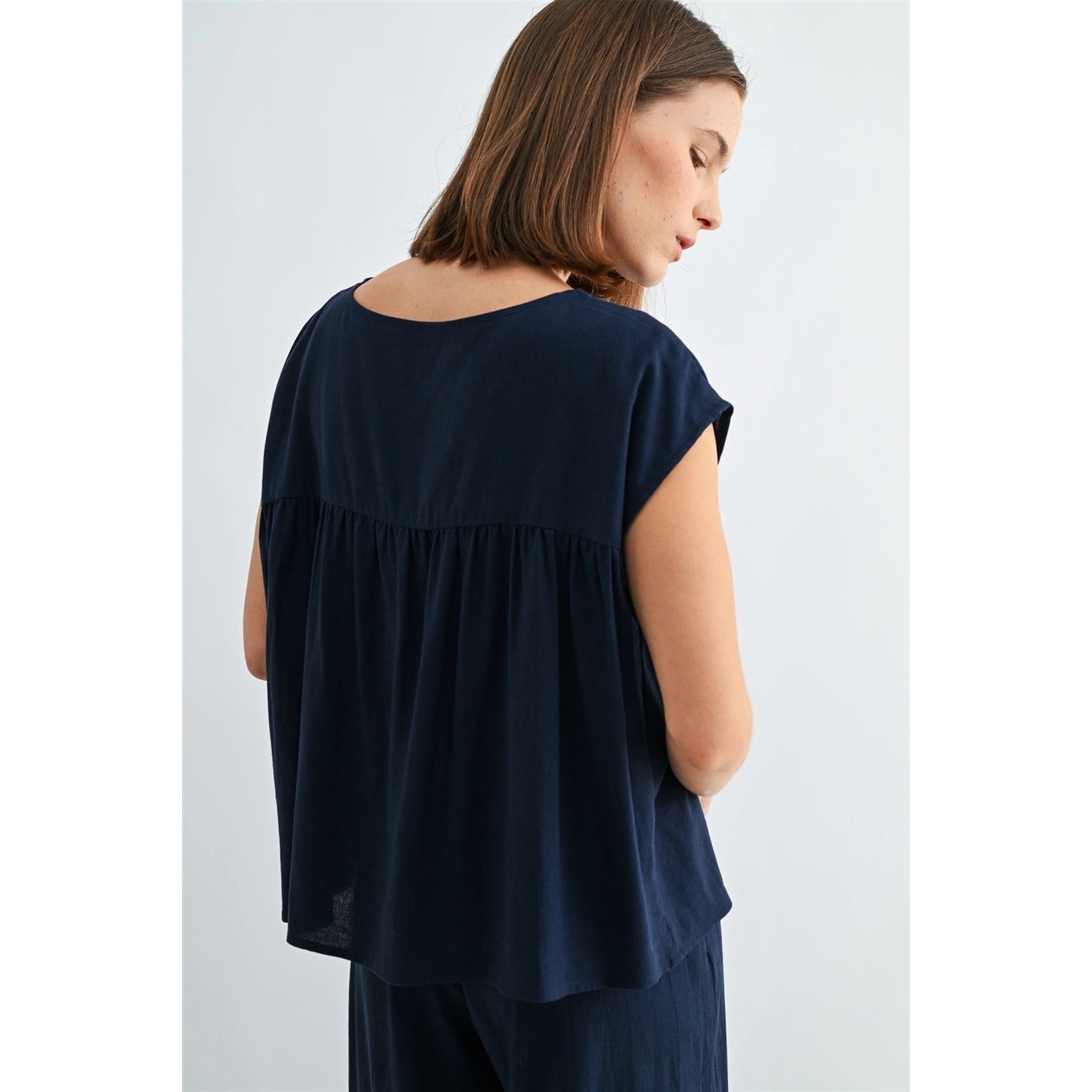 Linen Side Slit Drawstring Pant Set