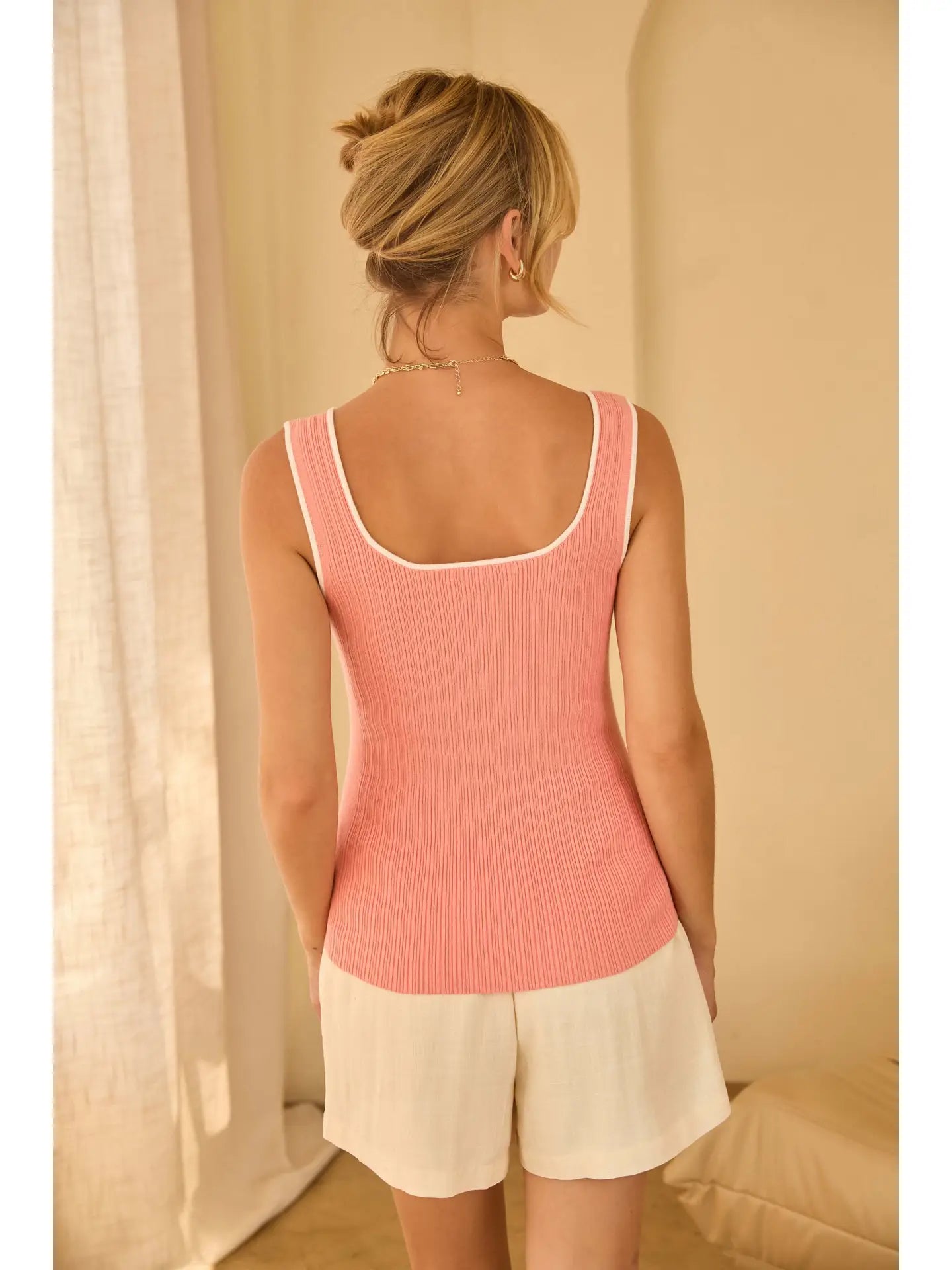 Coral Heart Neck Sweater Tank