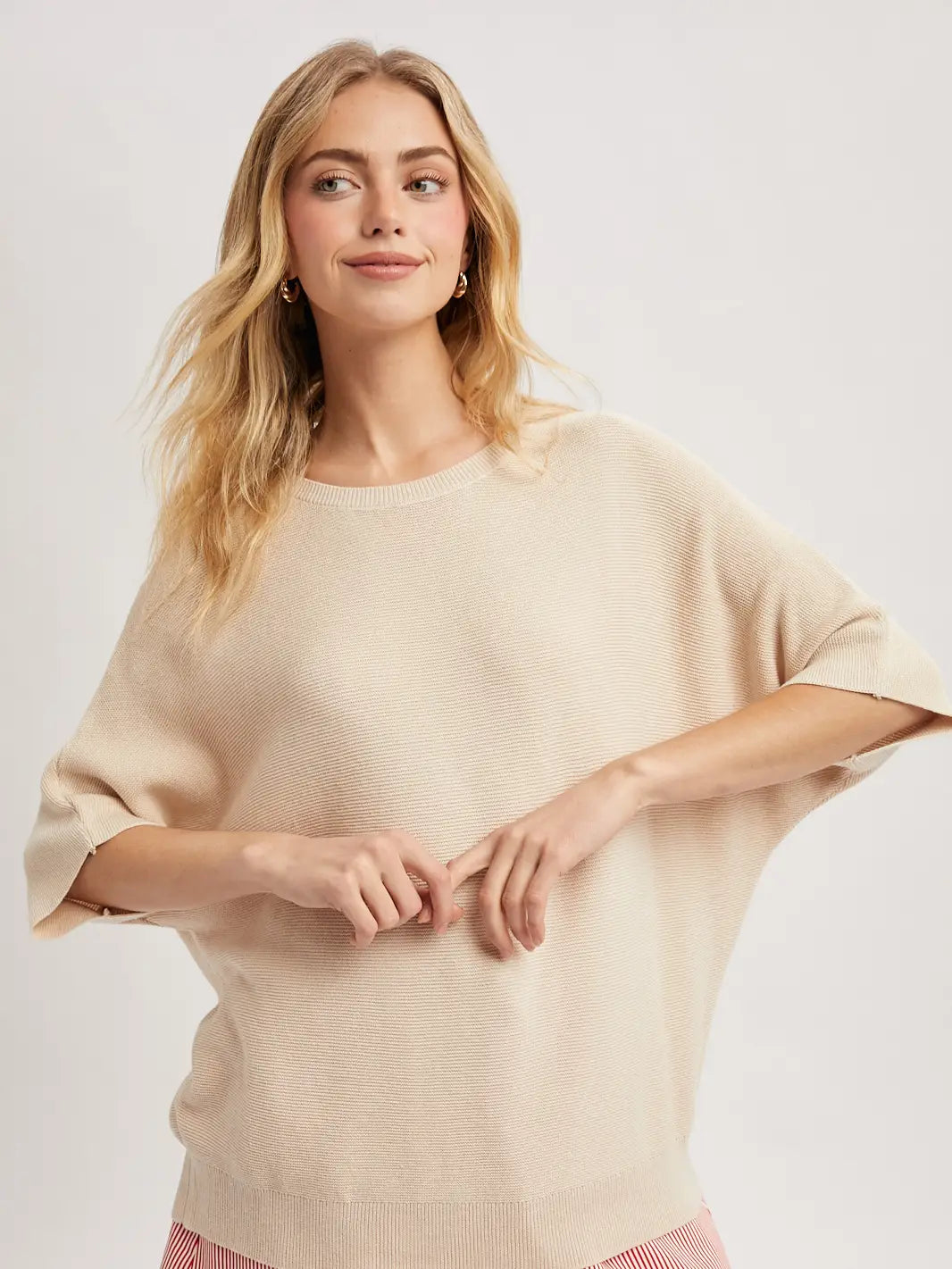 Natural Dolman Sleeve Sweater Top