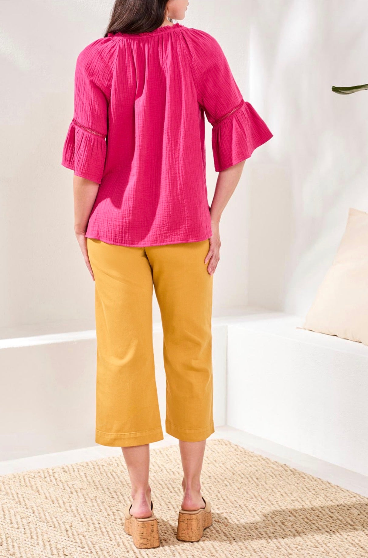 Tribal Raglan Sleeve Blouse-Gardenia