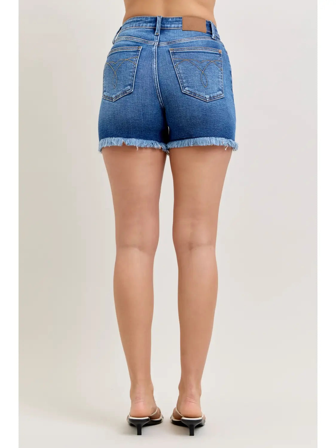 Judy Blue HW Dark Wash Slim Distressed Shorts