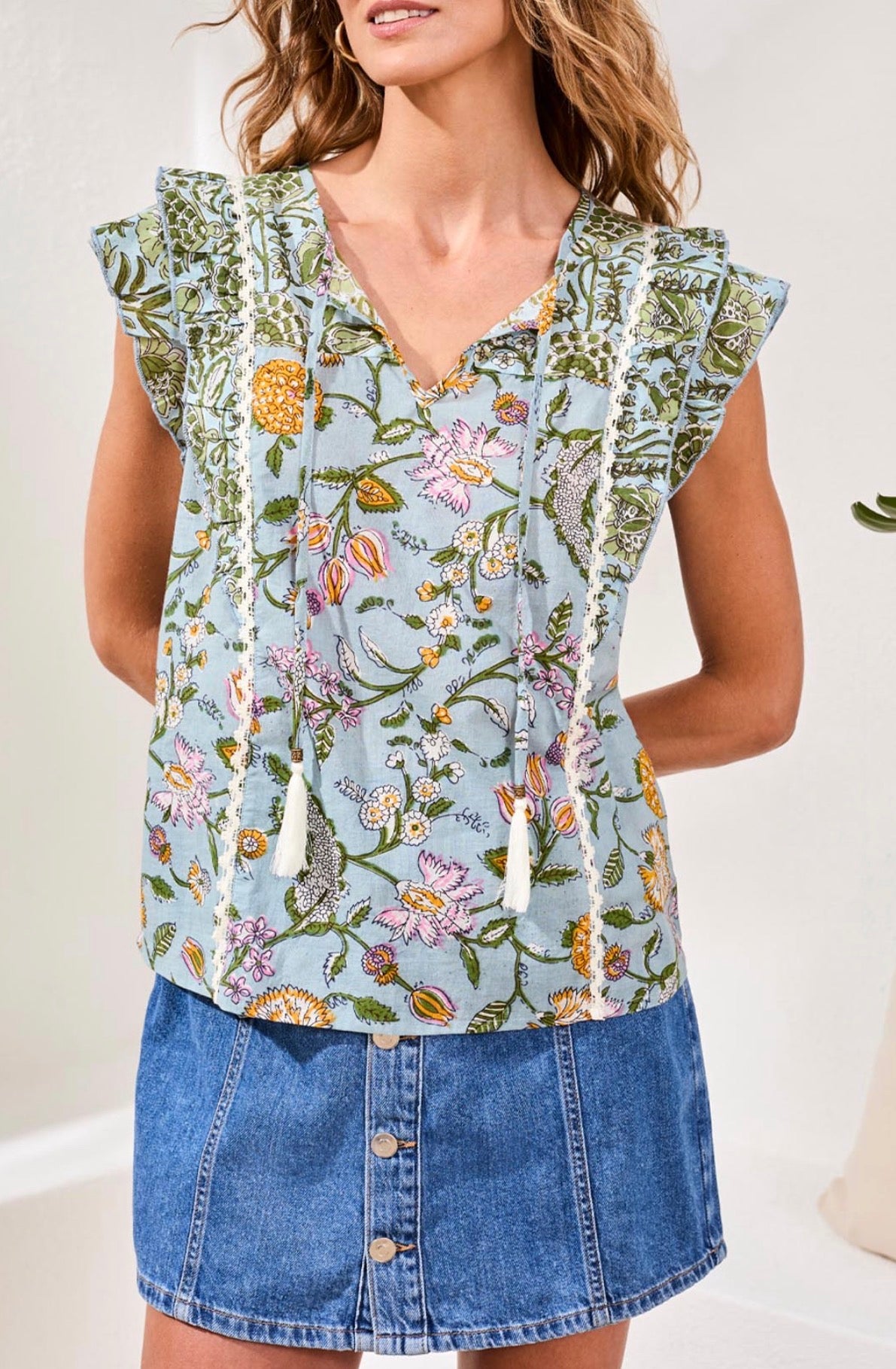 Tribal Mixed Print Floral Blouse