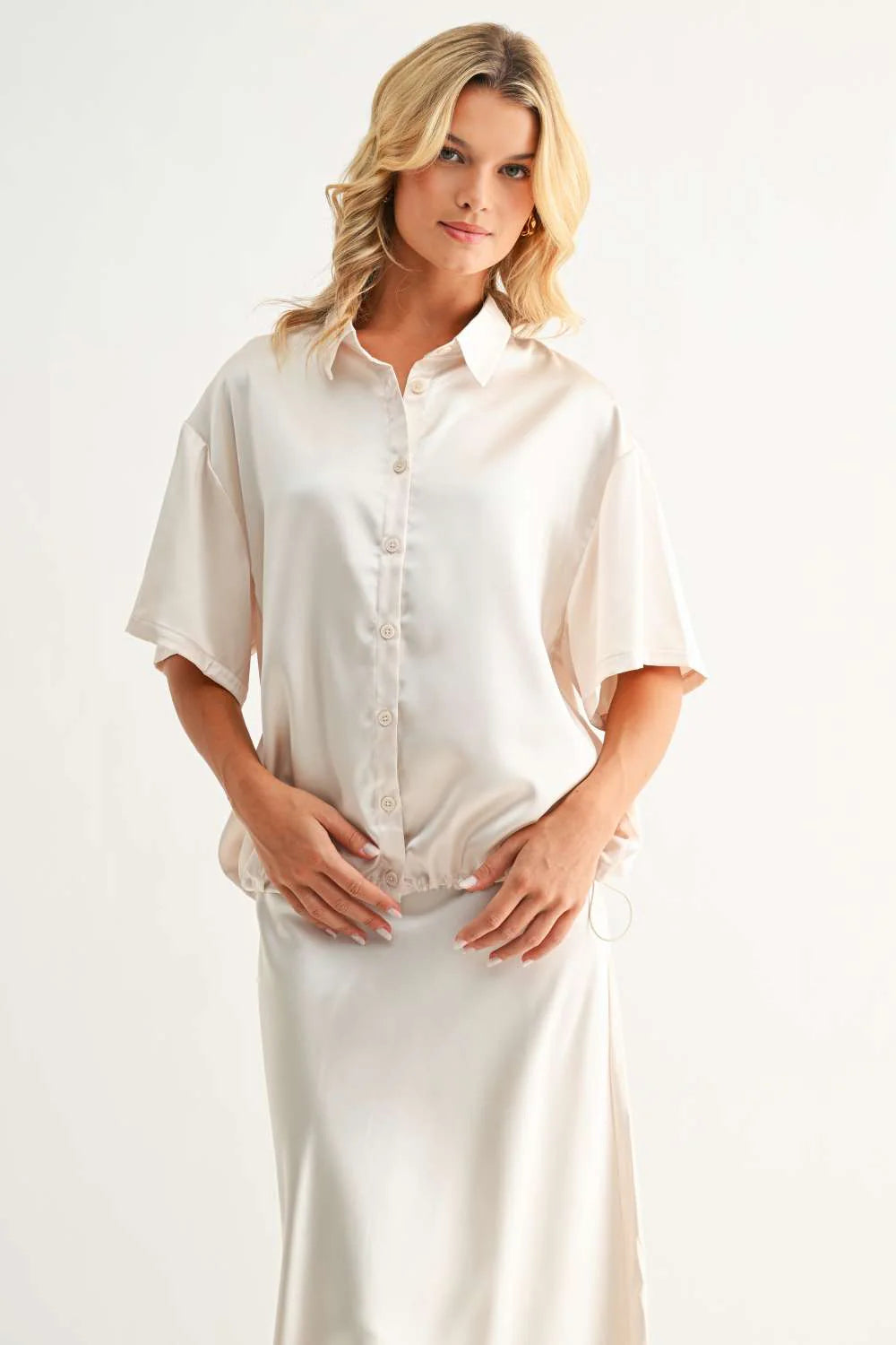 Janine Satin Top Champagne