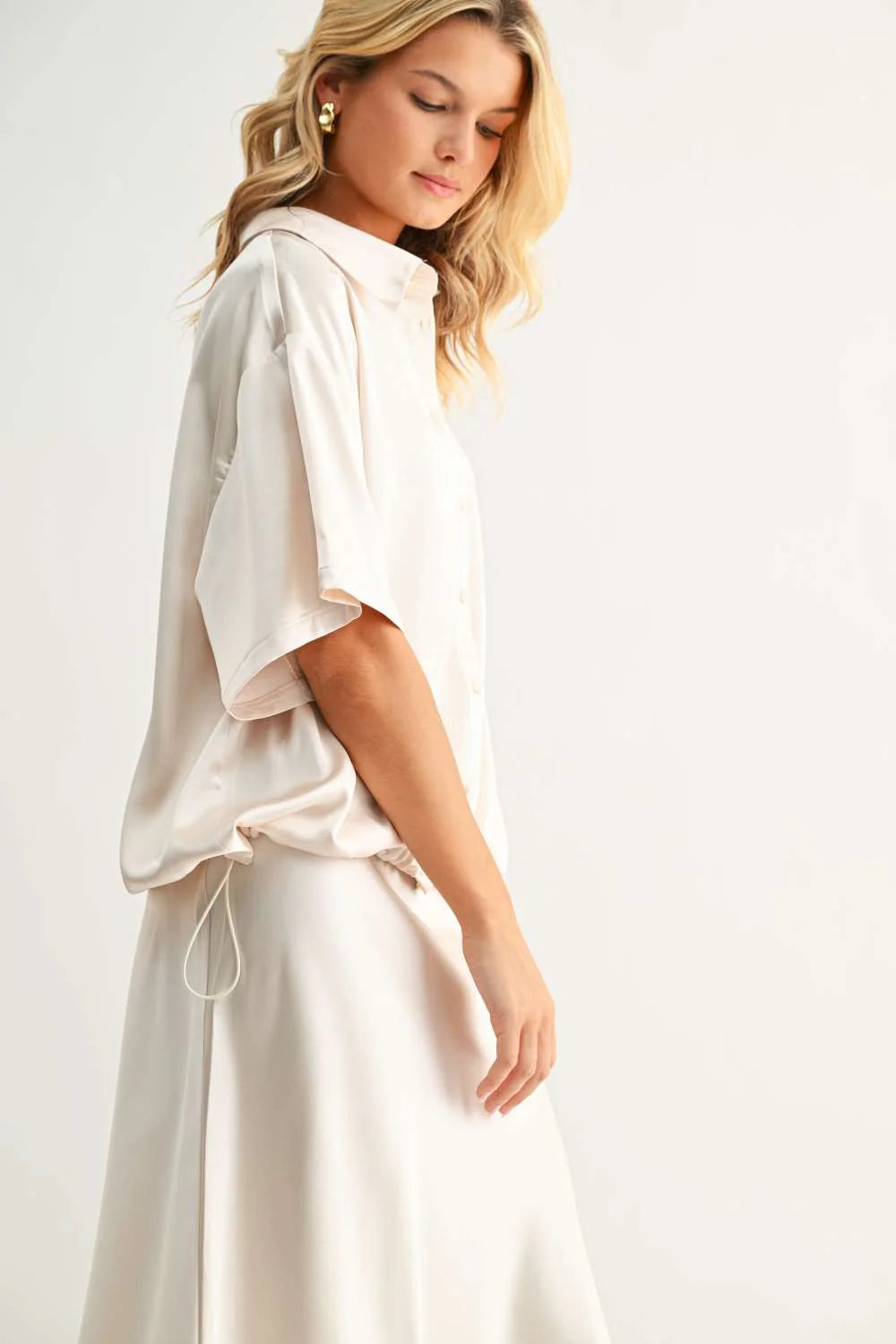 Janine Satin Top Champagne