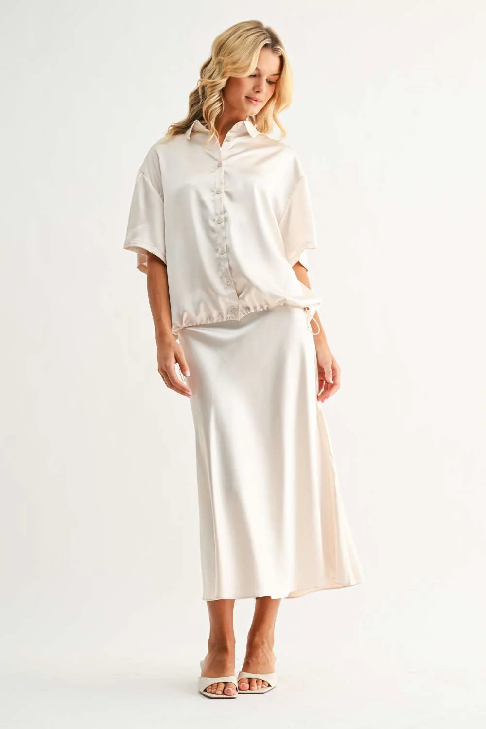 Janine Satin Top Champagne