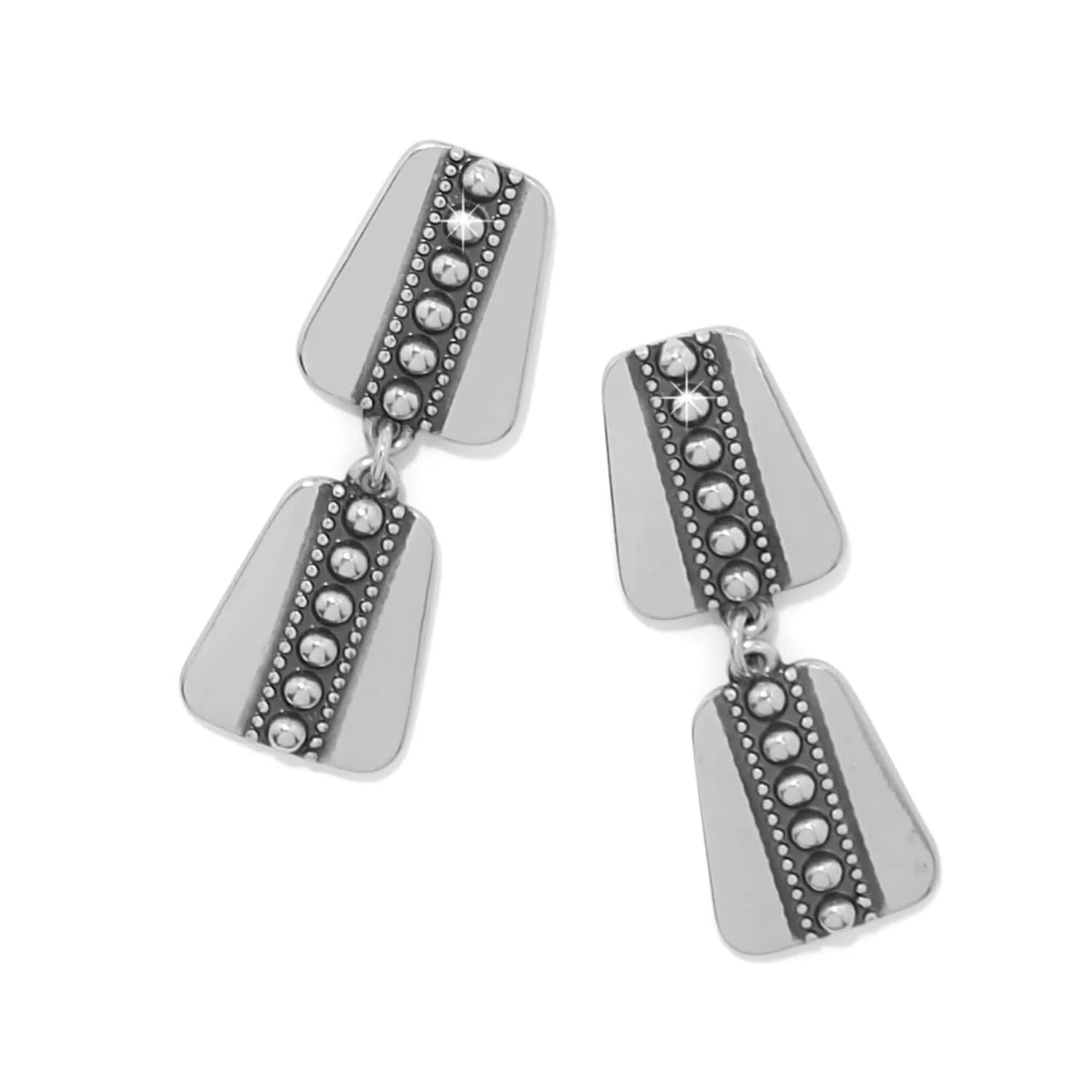 Brighton Pretty Tough Geo Post Silver Drop Earrings