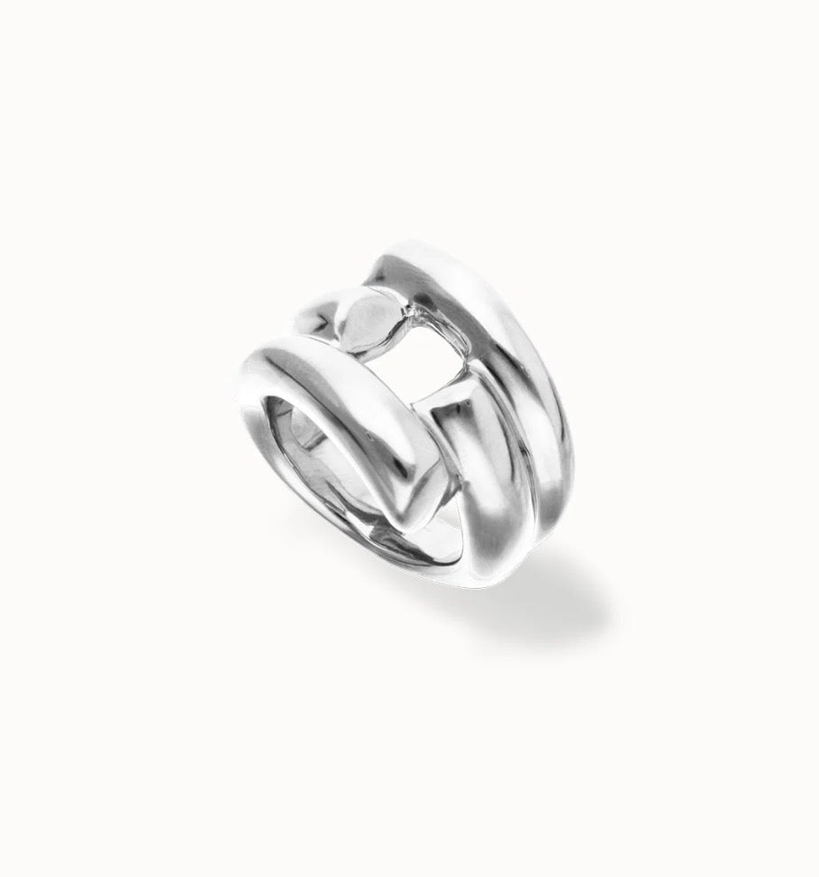 Uno de 50 Silver Ring With Four Intertwined Organic Shapes - 18