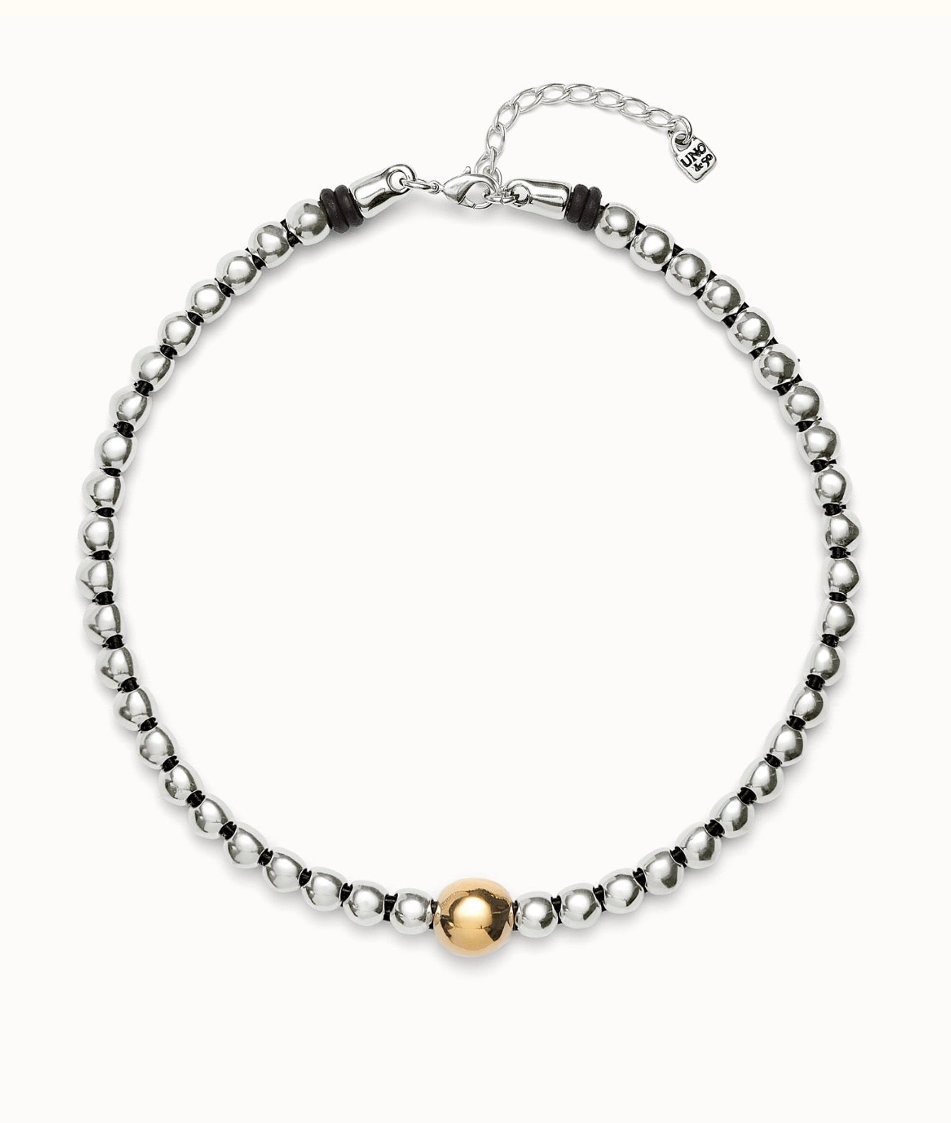 Uno de 50 Sterling Silver-Plated & 18k Gold-Plated Beaded Necklace, Graduated Bubble Design, 16-18 in